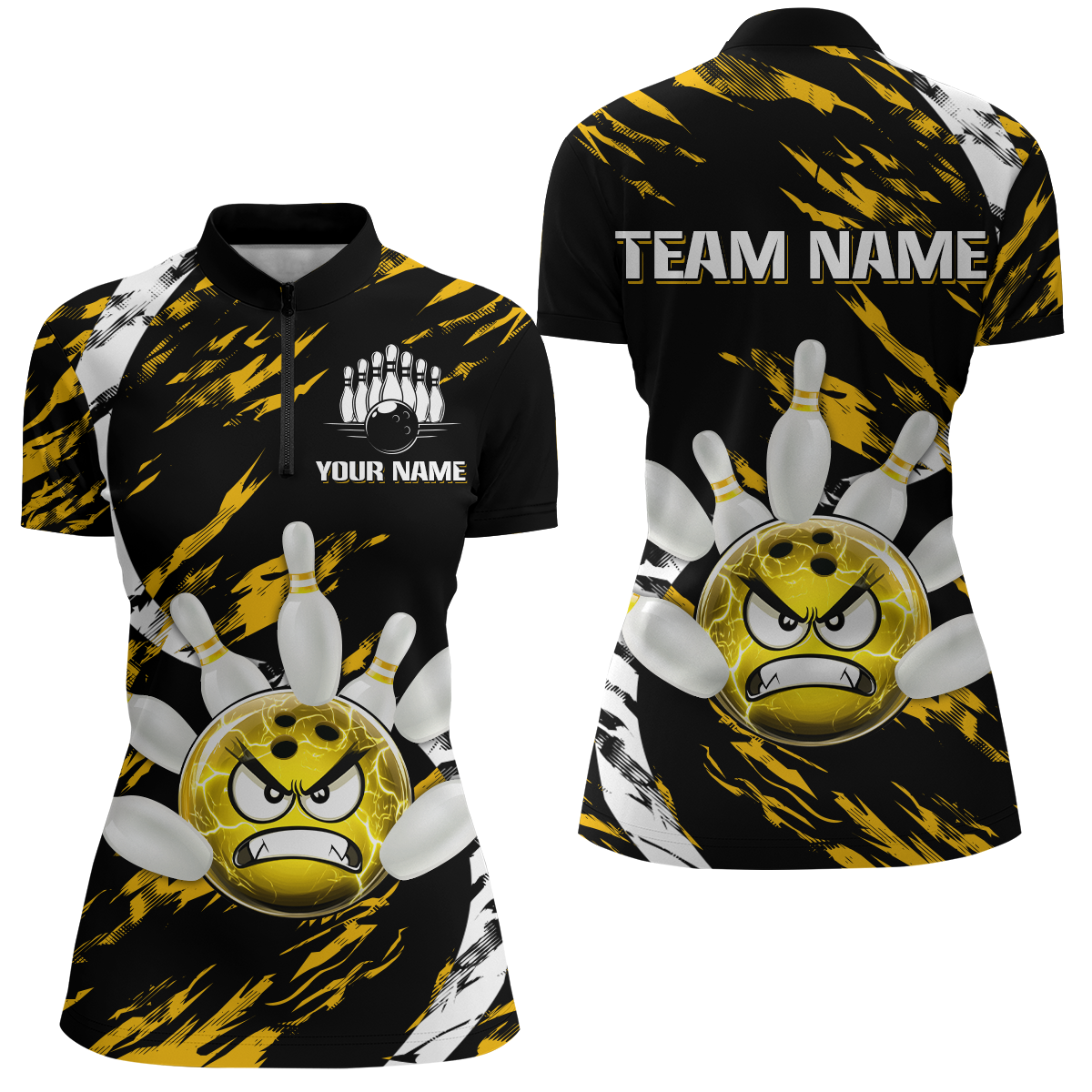 Women's Bowling Shirt Custom Bowling Jersey 1/4 Zip Bowling Multicolor Team Shirts QZT483