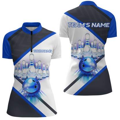 Custom Bowling Shirt for Women, Personalized Bowling Jersey, Women's Bowling Quarter-Zip Shirt QZT41