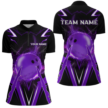 Personalized Bowling Team Shirts for Women Quarter Zip Bowling Multicolor QZT455