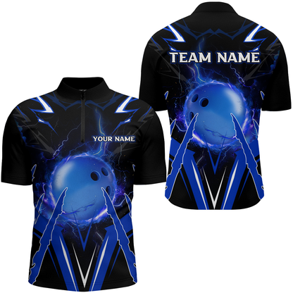 Personalized Bowling Team Shirts for Men Quarter Zip Bowling Shirt Multicolor QZT455