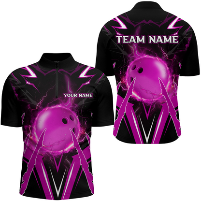 Personalized Bowling Team Shirts for Men Quarter Zip Bowling Shirt Multicolor QZT455