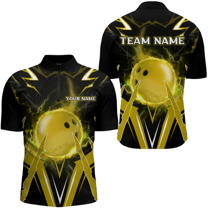 Personalized Bowling Team Shirts for Men Quarter Zip Bowling Shirt Multicolor QZT455