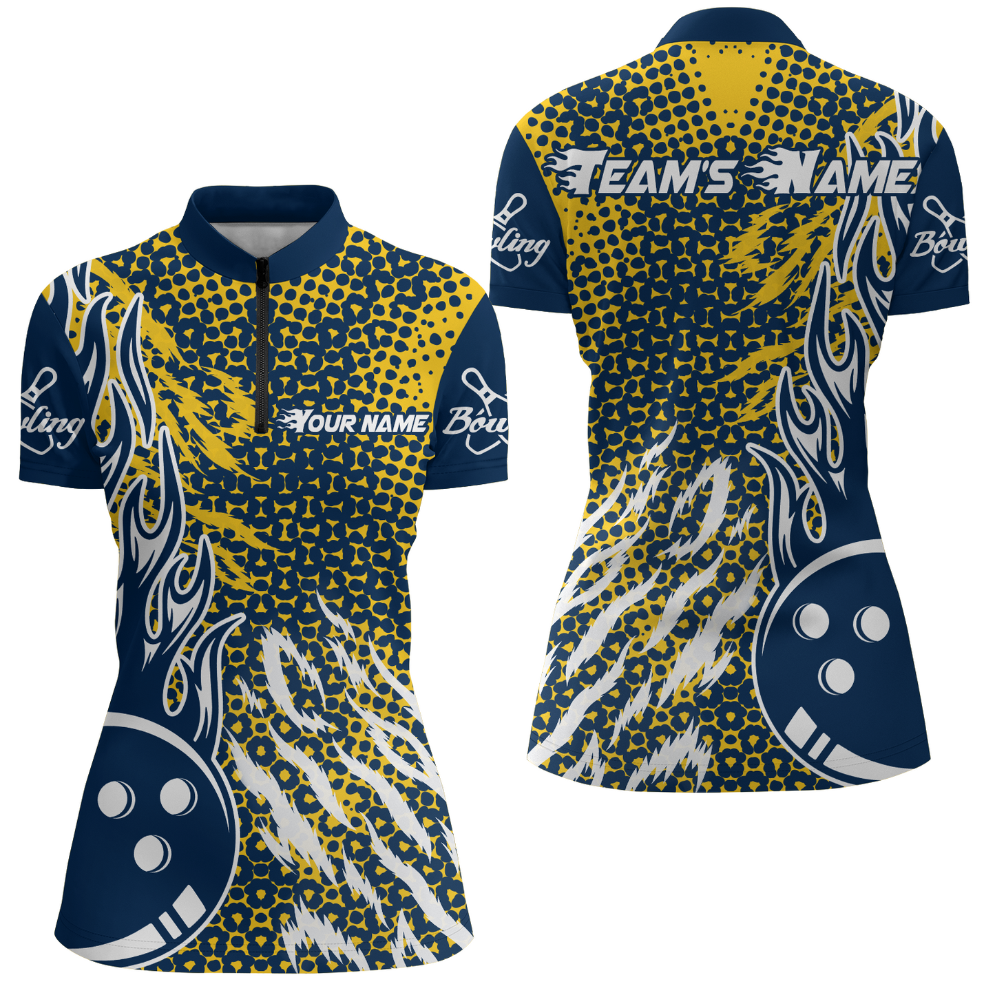 Personalized 3D Women's Bowling Team Jersey Bowling Shirt American Bowling Quarter-Zip Shirt QZT43-8