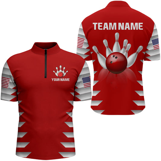 Custom Bowling Shirt for Men Bowling Jersey Bowling Team League Quarter-Zip Shirt QZT210