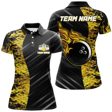 Load image into Gallery viewer, Yellow Flames Bowling Jersey Men Women Custom Bowling Polo Shirt For Team BDT487