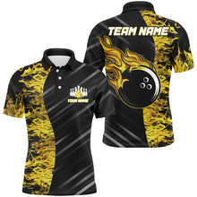 Load image into Gallery viewer, Yellow Flames Bowling Jersey Men Women Custom Bowling Polo Shirt For Team BDT487
