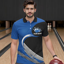 Load image into Gallery viewer, Personalized Blue Bowling Shirts Custom Bowling Team Jersey Polo Bowling Shirts BDT502
