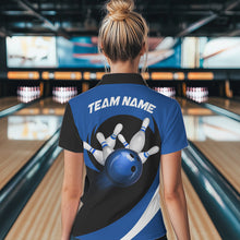 Load image into Gallery viewer, Personalized Blue Bowling Shirts Custom Bowling Team Jersey Polo Bowling Shirts BDT502