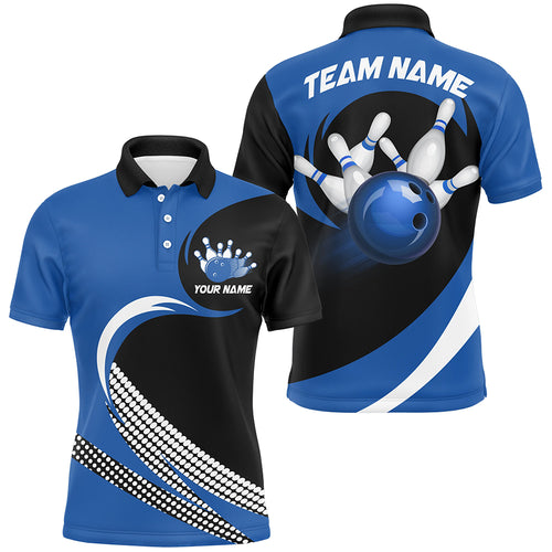 Personalized Blue Bowling Shirts Custom Bowling Team Jersey Polo Bowling Shirts BDT502