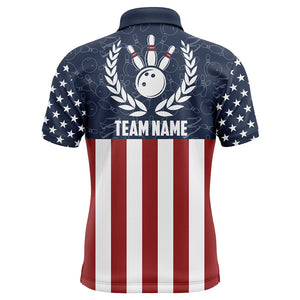 American Flag Bowling Polo Shirt For Men Custom Bowling Shirt Team League Bowling Jersey BDT311