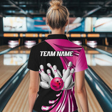 Load image into Gallery viewer, Personalized Pink Bowling Team Jersey For Men &amp; Women Custom Quarter Zip Bowling Shirt BDT457