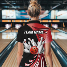 Load image into Gallery viewer, Personalized Red Bowling Team Jersey For Men &amp; Women Custom Quarter Zip Bowling Shirt BDT457
