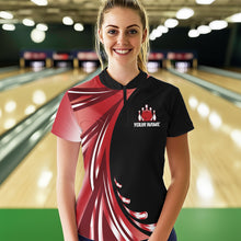 Load image into Gallery viewer, Personalized Red Bowling Team Jersey For Men &amp; Women Custom Quarter Zip Bowling Shirt BDT457