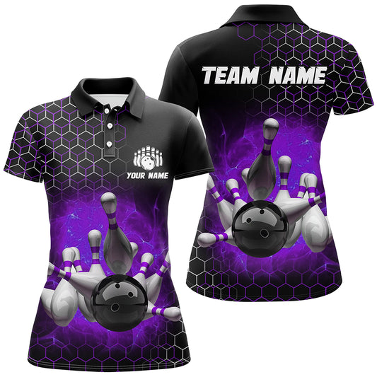 Personalized Purple Bowling Jersey Men and Women Custom Bowling Polo Shirt Team BDT490