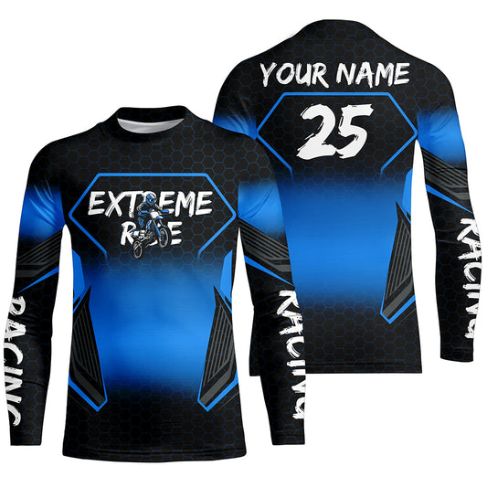 Custom Motocross Jersey Kid Men Women Upf30+ Blue Dirt Bike Shirt MX Off-Road Rider Motorcycle PDT670