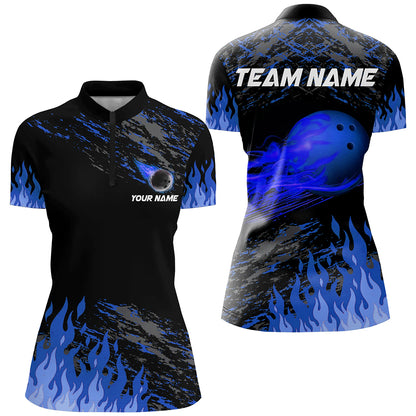 Blue Flame Bowling Shirts Men And Women Custom Bowling Team Jersey Unisex Uniform Bowlers BDT523