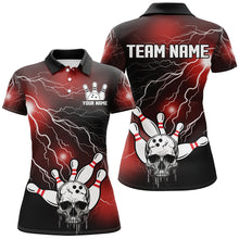 Load image into Gallery viewer, Skull Bowling Polo Shirt For Men &amp; Women Light Thunder Red Bowling Team Jersey Halloween BDT541