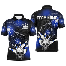 Load image into Gallery viewer, Skull Bowling Polo Shirt For Men &amp; Women Light Thunder Blue Bowling Team Jersey Halloween BDT541