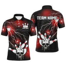 Load image into Gallery viewer, Skull Bowling Polo Shirt For Men &amp; Women Light Thunder Red Bowling Team Jersey Halloween BDT541