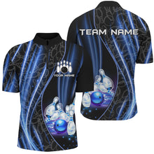 Load image into Gallery viewer, Blue Light Bowling 1/4 Zip Shirt For Men Women Custom Team Bowling Jersey For Couples BDT504