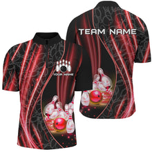 Load image into Gallery viewer, Red Light Bowling 1/4 Zip Shirt For Men Women Custom Team Bowling Jersey For Couples BDT504