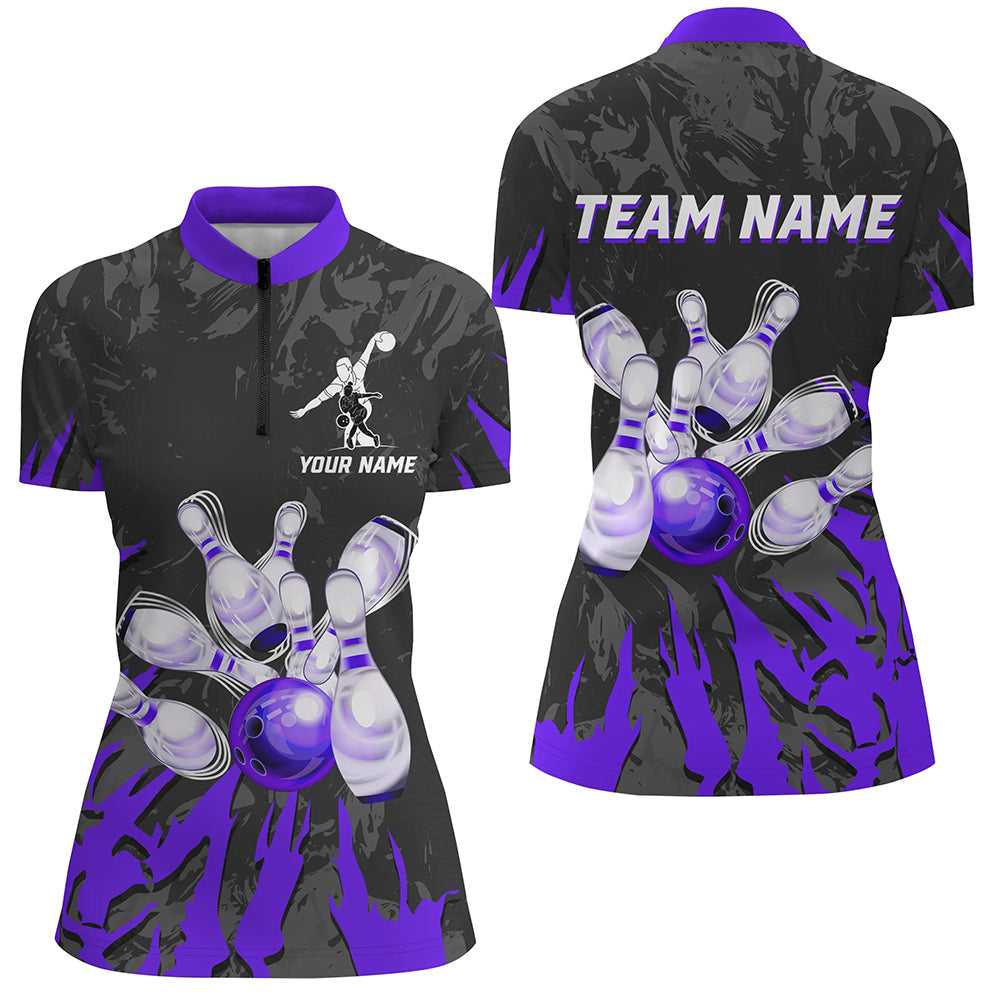 Custom Bowling Quarter-Zip Shirt For Men & Women Team Bowling Jersey Multicolor BDT458