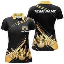 Load image into Gallery viewer, Custom Black&amp;Gold Bowling Polo Shirts Team Bowling Jersey Men And Women BDT521