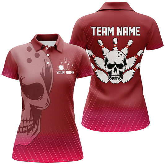 Red Skull Bowling Shirts Men & Women Custom Polo Bowling Team Jersey Unisex BDT484