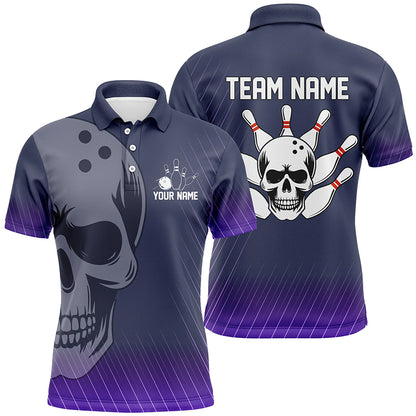 Purple Skull Bowling Shirts Men & Women Custom Polo Bowling Team Jersey Unisex BDT484