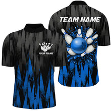 Load image into Gallery viewer, Unisex Bowling Team Jerseys Custom Blue Bowling Quarter Zip Shirt For Men &amp; Women BDT458