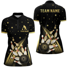 Load image into Gallery viewer, Gold&amp;Black Bowling Jersey Men &amp; Women Custom Bowling Shirt Team Bowling 1/4 Zip BDT528