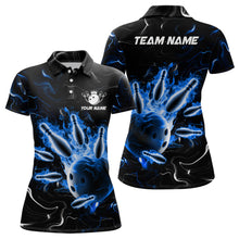 Load image into Gallery viewer, Custom Blue Flames Bowling Shirt For Men &amp; Women Polo Bowling Team Jersey Unisex BDT542