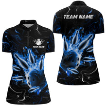 Load image into Gallery viewer, Custom Blue Flames Bowling Shirt For Men &amp; Women 1/4 Zip Bowling Team Jersey Unisex BDT542