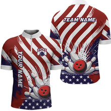 Load image into Gallery viewer, Custom Patriotic Bowling 1/4 Zip Shirts For Men Women American Bowling Jersey Team BDT516