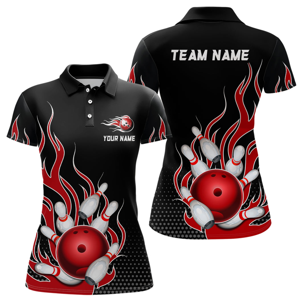 Red Flame Bowling Polo Shirts for Men And Women Custom Bowling Team Jerseys Unisex BDT477