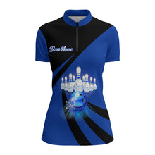 Load image into Gallery viewer, You Don't Have To Be Crazy To Bowl With Us Bowling Quarter-Zip Shirt Women Custom Bowling Jersey BDT167