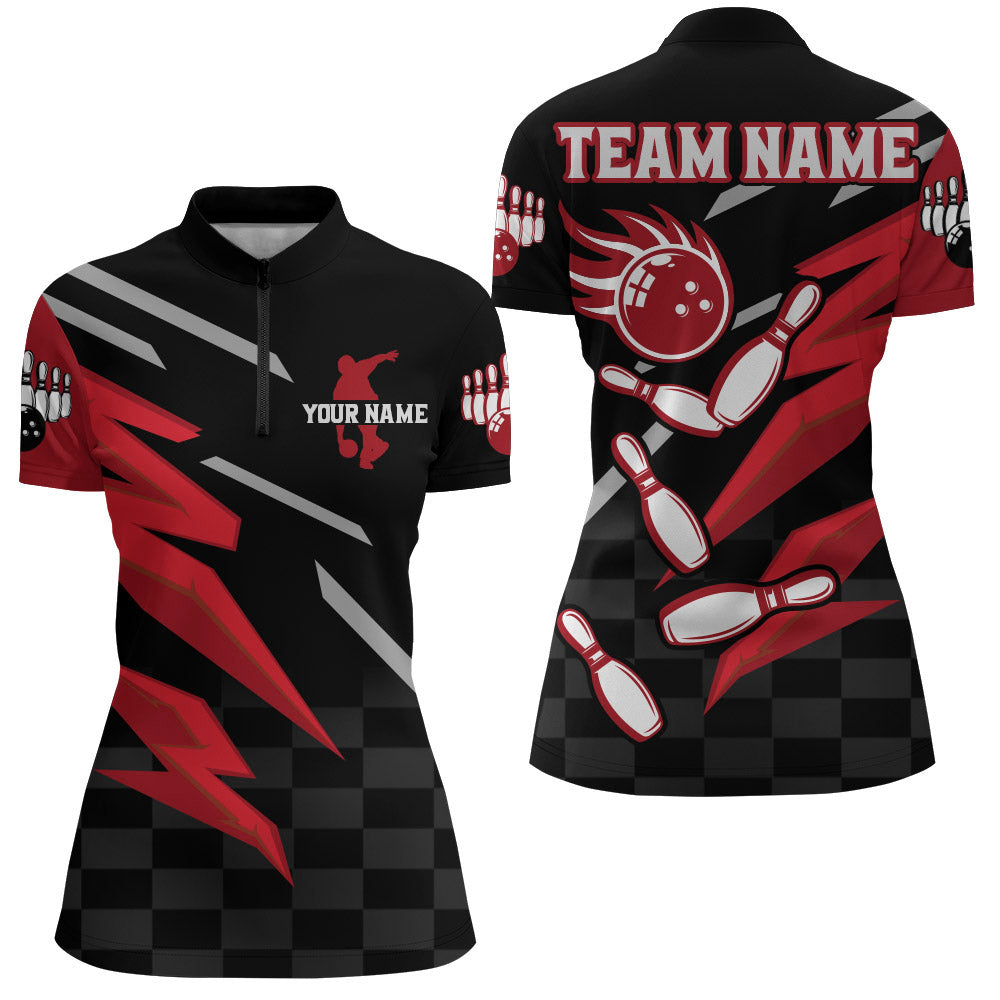 Bowling Quarter-Zip Shirt For Women Custom Bowling Jersey Team League Bowling Shirts BDT306