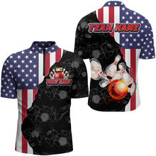 Load image into Gallery viewer, American Bowling Shirt For Men Patriotic Bowling Jersey Team League Bowling Quarter-Zip Shirt BDT313