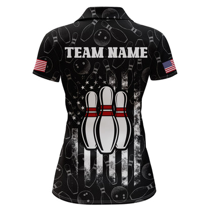 American Bowling Jersey Women Patriotic Bowling Team Shirt Custom Bowling Polo Shirt BDT358