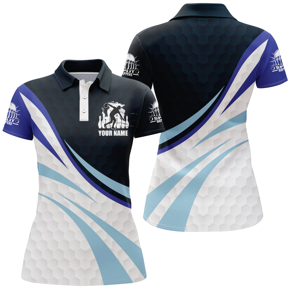 Black&Blue Bowling Jersey For Women Personalized Bowling Polo Shirt BDT277
