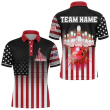 Load image into Gallery viewer, American Bowling Jersey Men Custom Black Bowling Polo Shirt Team Patriot Bowling Shirt BDT317