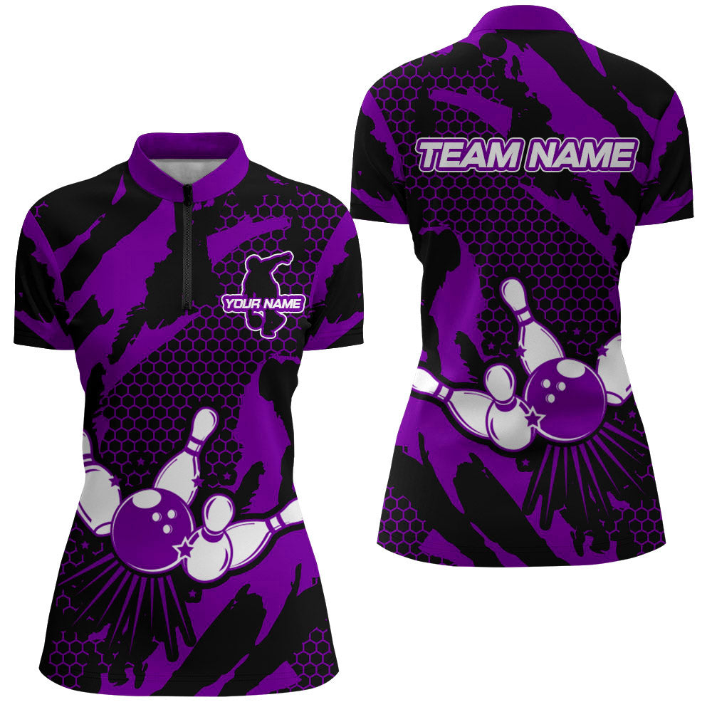 Bowling Jerseys For Women Custom Bowling Quarter-Zip Shirt Team League Bowling Shirts BDT326