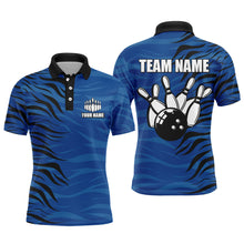 Load image into Gallery viewer, Custom Bowling Polo Shirt Blue Bowling Jersey For Men Personalized Bowling League Shirt BDT338