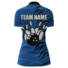 Load image into Gallery viewer, Custom Bowling Quarter-Zip Shirt Blue Bowling Jersey For Women Personalized Bowling League Shirt BDT338
