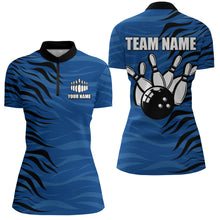Load image into Gallery viewer, Custom Bowling Quarter-Zip Shirt Blue Bowling Jersey For Women Personalized Bowling League Shirt BDT338