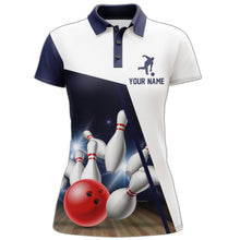 Load image into Gallery viewer, Navy Bowling Polo Shirt Women Personalized 3D Bowling Jersey Team League Bowling Shirt BDT283