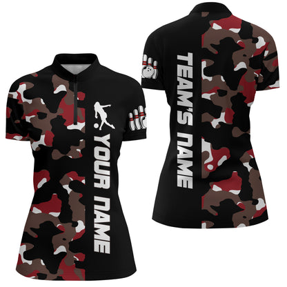 Camo Bowling Quarter-Zip Shirt For Men And Women Personalized Bowling Jerseys Team BDT446