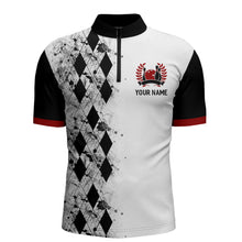 Load image into Gallery viewer, Personalized Bowling Quarter-Zip Shirt for Men Strike Bowling Jersey Team White Bowling Shirt BDT256