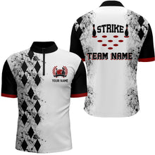Load image into Gallery viewer, Personalized Bowling Quarter-Zip Shirt for Men Strike Bowling Jersey Team White Bowling Shirt BDT256