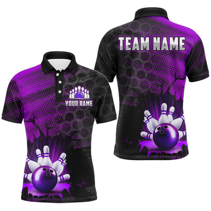 Custom Purple Bowling Shirts For Men & Women Bowling Team League Jersey Unisex Polo BDT533